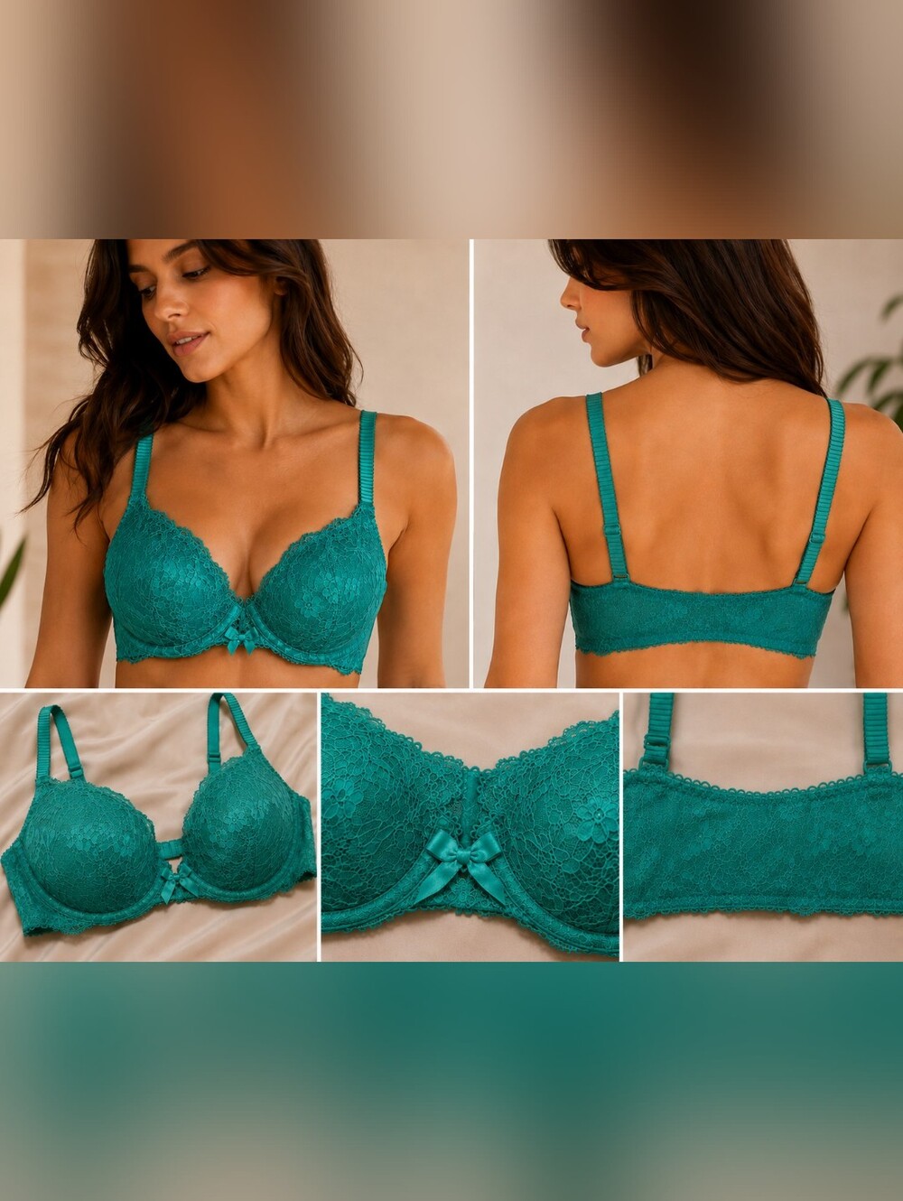 💥 Victorias Secret - Bold Green Lace Bra (No Underwire)